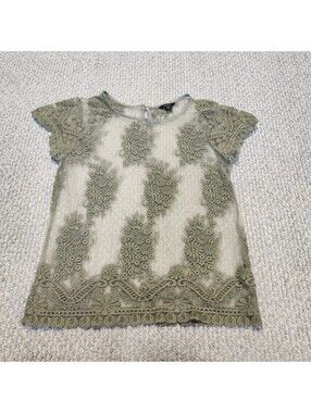 Guess Women's XS Green Lace Embroidered Top